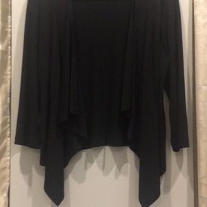 Black Polyester Spandex Cardigan Flowy